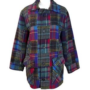 Vintage 80s 90s The Limited Patchwork Tartan Plaid Chore Barn Jacket Coat Medium